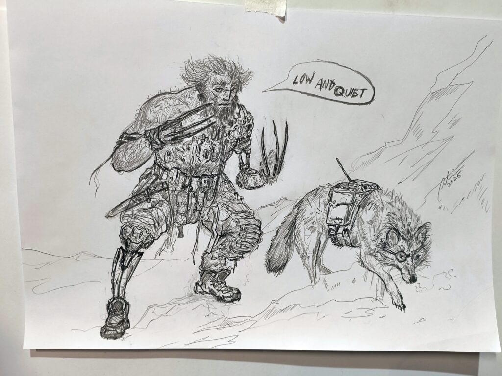 Traditional VS Digital Art Making, a drawing of wolverine and his wolf